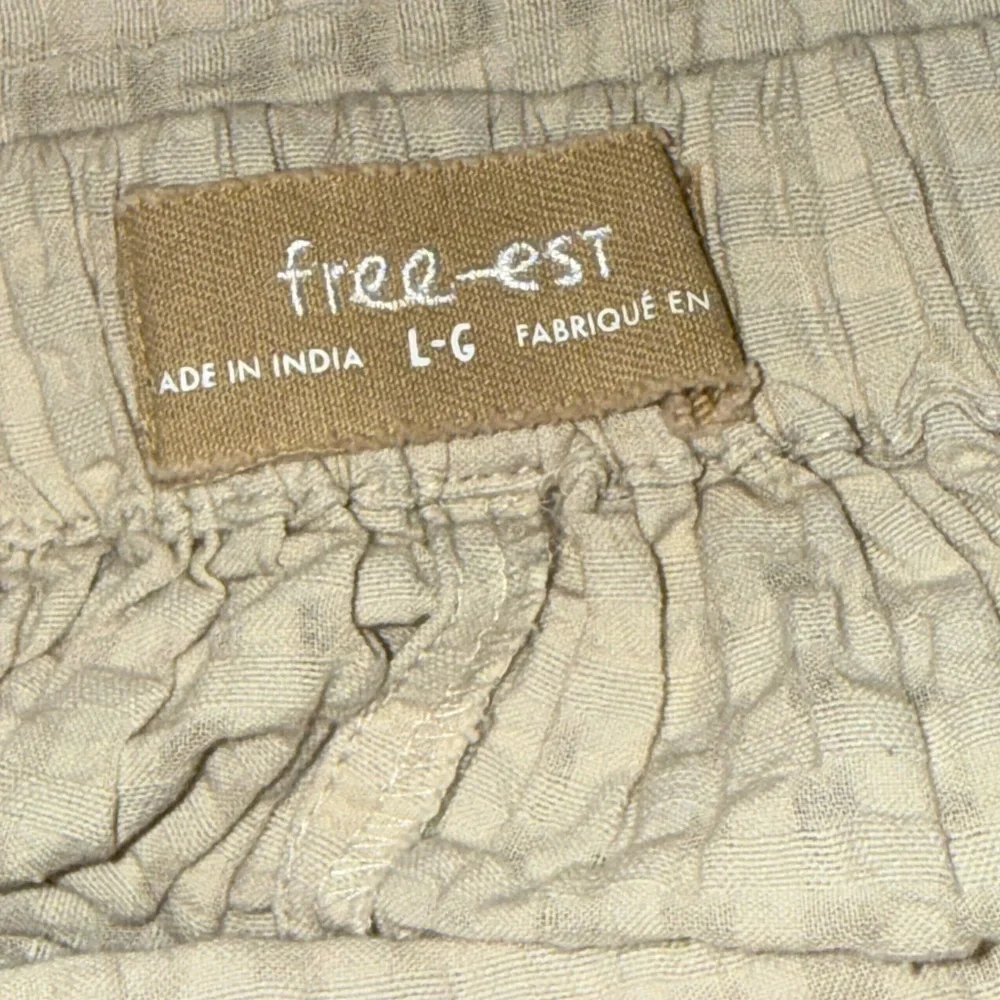 Free People free-est Pucker Check Wrap Shorts Oatmeal 100% Cotton Size L - Picture 14 of 14